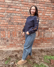 Load image into Gallery viewer, Navy Tie Crewneck