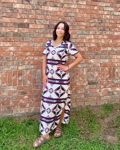 Aztec V-Neck Dress
