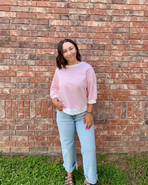 Pink and White Striped Top