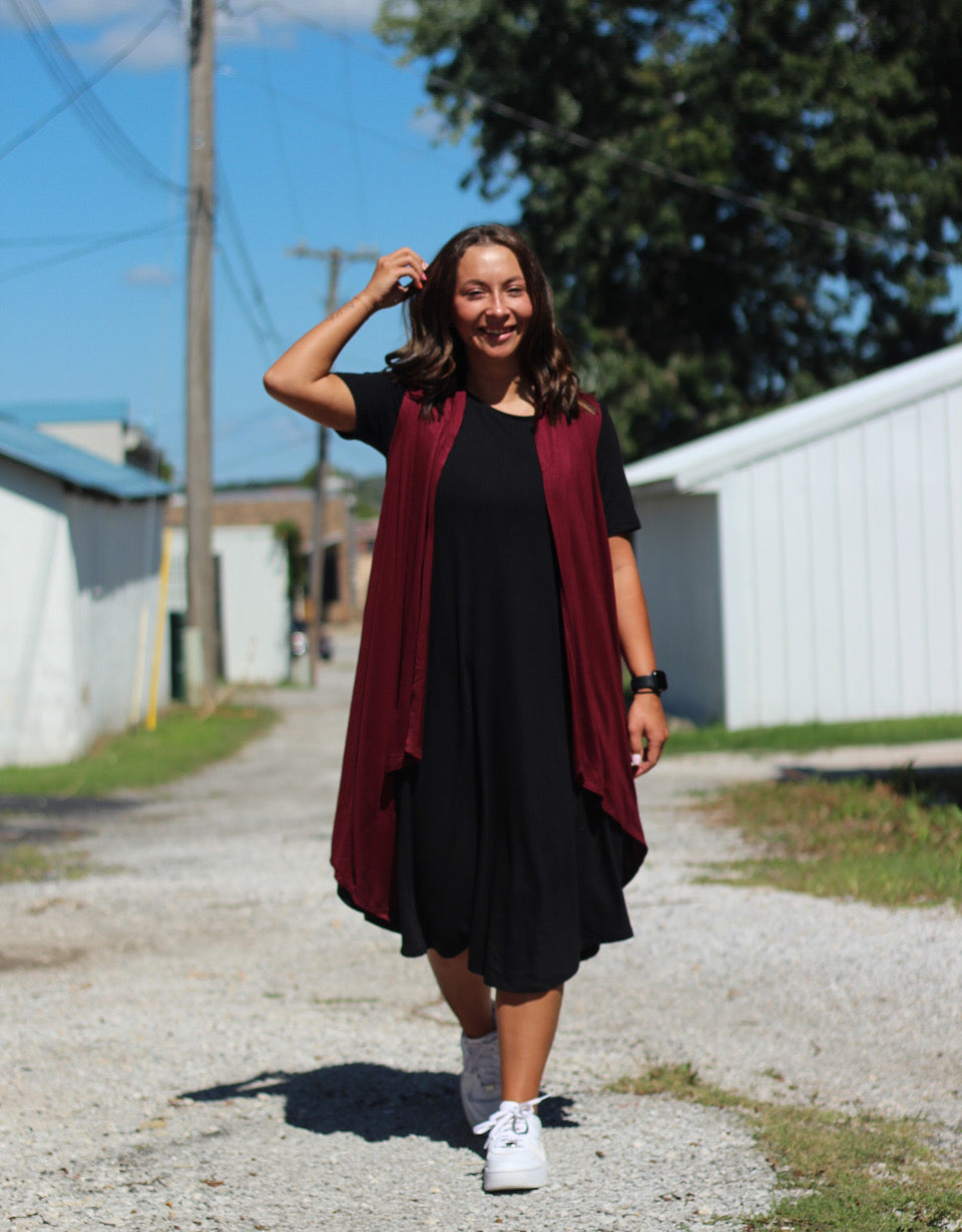 Burgundy Tank Top Kimono