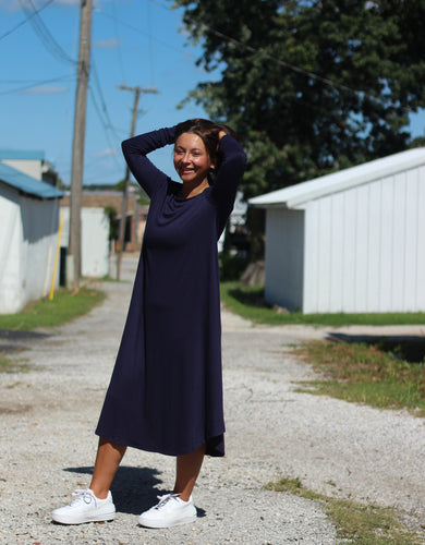 Blue Long Sleeve Dress