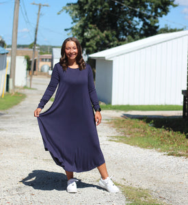 Blue Long Sleeve Dress