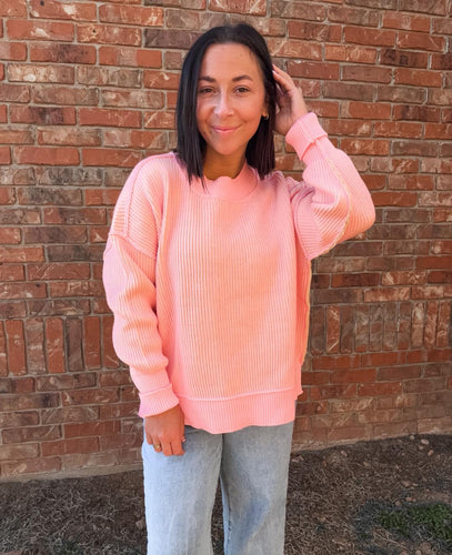 Pink Lemon Waffle Sweater