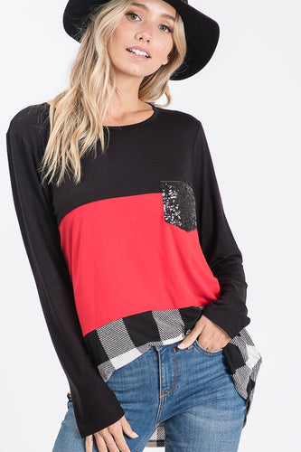 Black/Plaid Top