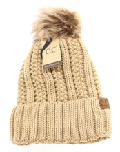 Load image into Gallery viewer, Fuzzy Lined Fur Pom CC Beanie