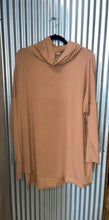 Load image into Gallery viewer, Light brown oversized turtleneck high-low tunic