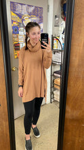 Load image into Gallery viewer, Light brown oversized turtleneck high-low tunic